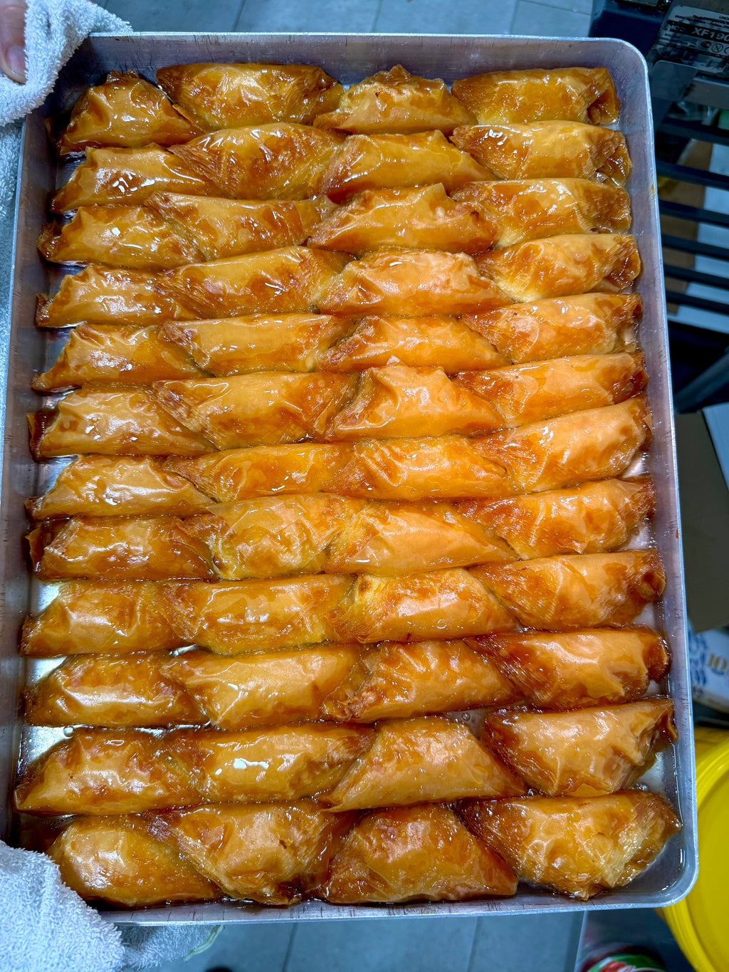 Baked Sobiyet on a baking tray with a blurred background