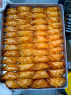Baked Sobiyet on a baking tray with a blurred background